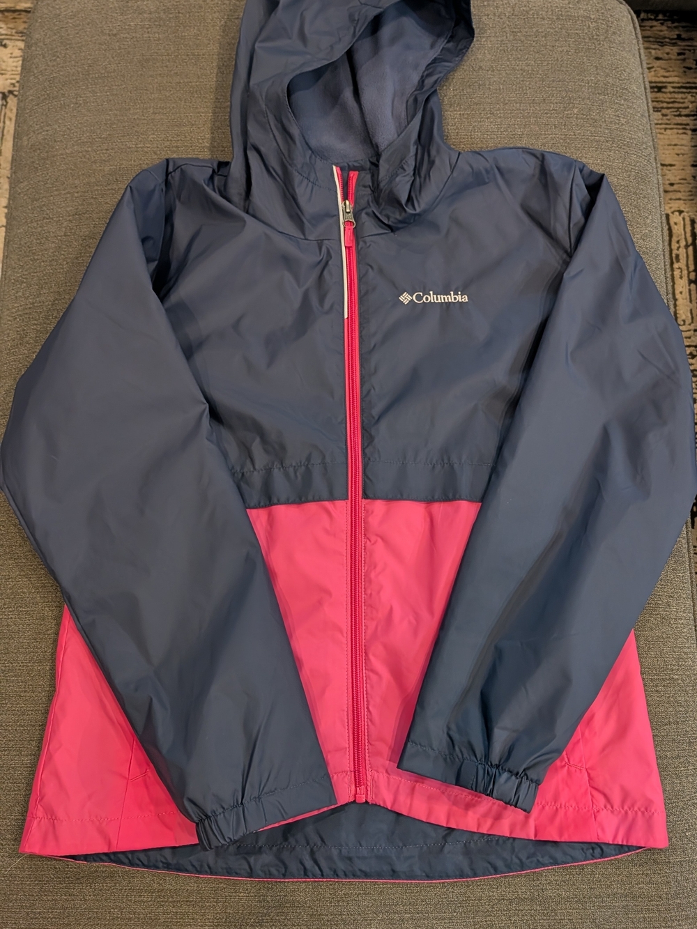 Columbia Girls' Navy & Pink Hooded Windbreaker Jacket